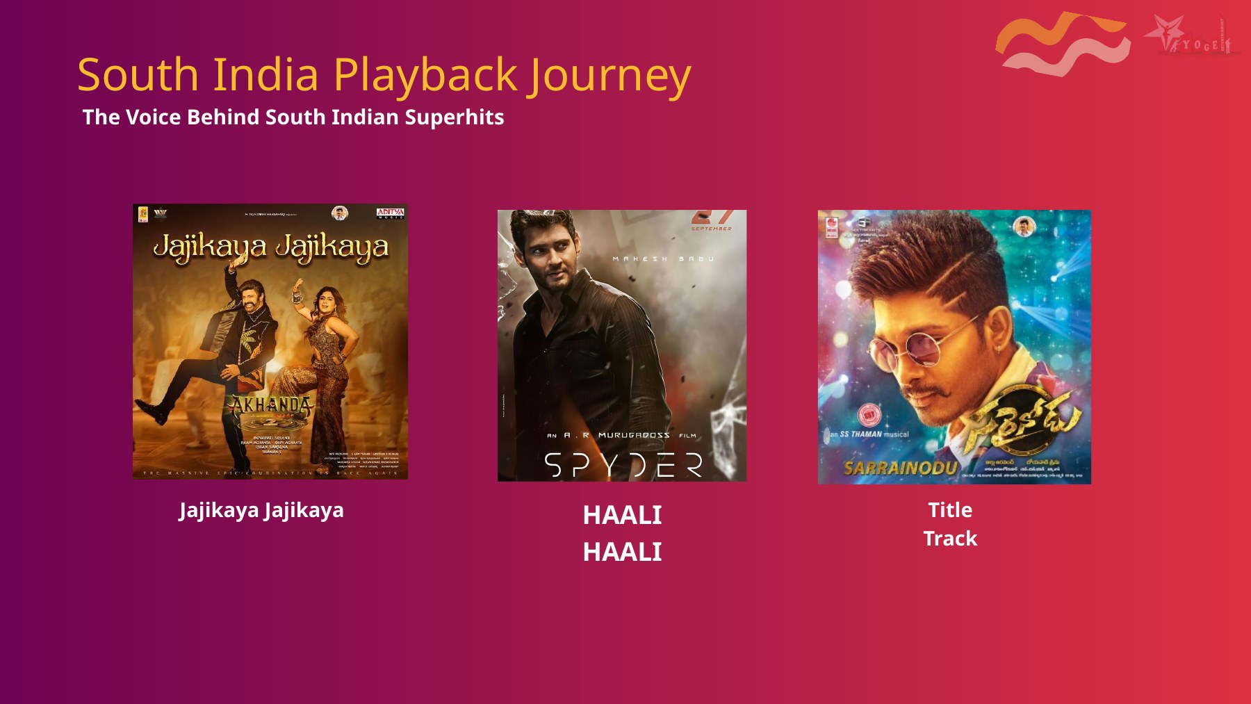 Brijesh Shandilya South India Playback Journey featuring Jajikaya Jajikaya, Haali Haali and Title Track from Sarrainodu
